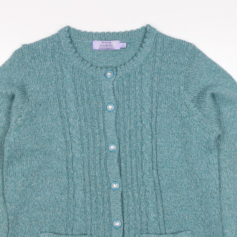 Honor Millburn Women Blue S Cable Knit Button Pocket Cardigan