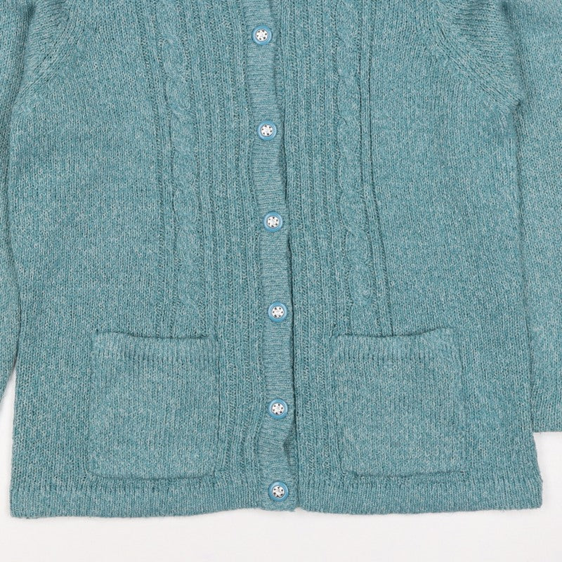 Honor Millburn Women Blue S Cable Knit Button Pocket Cardigan
