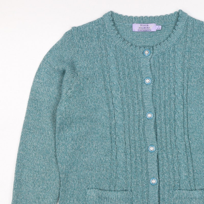 Honor Millburn Women Blue S Cable Knit Button Pocket Cardigan