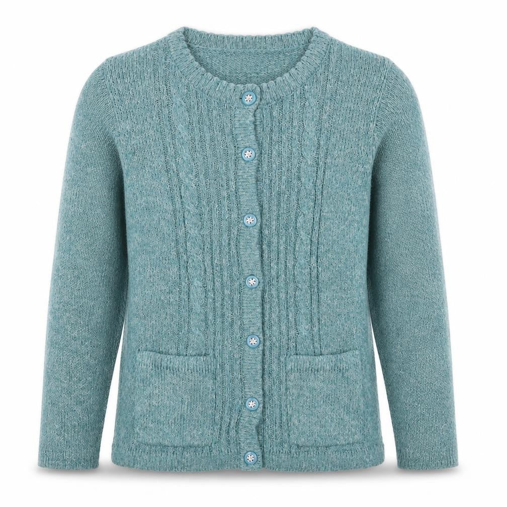 Honor Millburn Women Blue S Cable Knit Button Pocket Cardigan