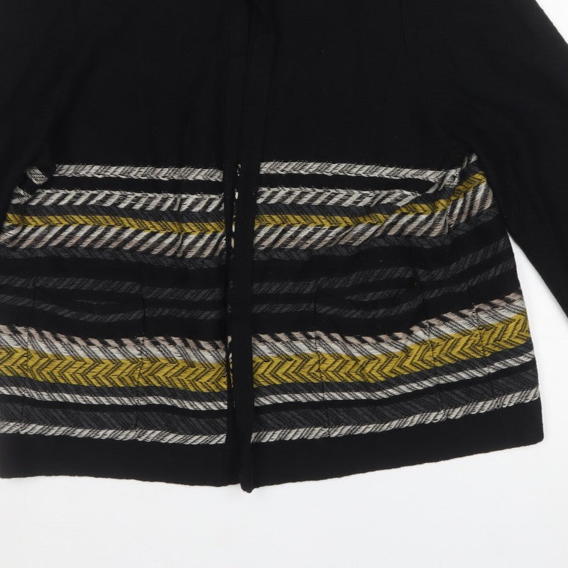 White Stuff Women’s Black Striped Cotton Open Cardigan UK 18