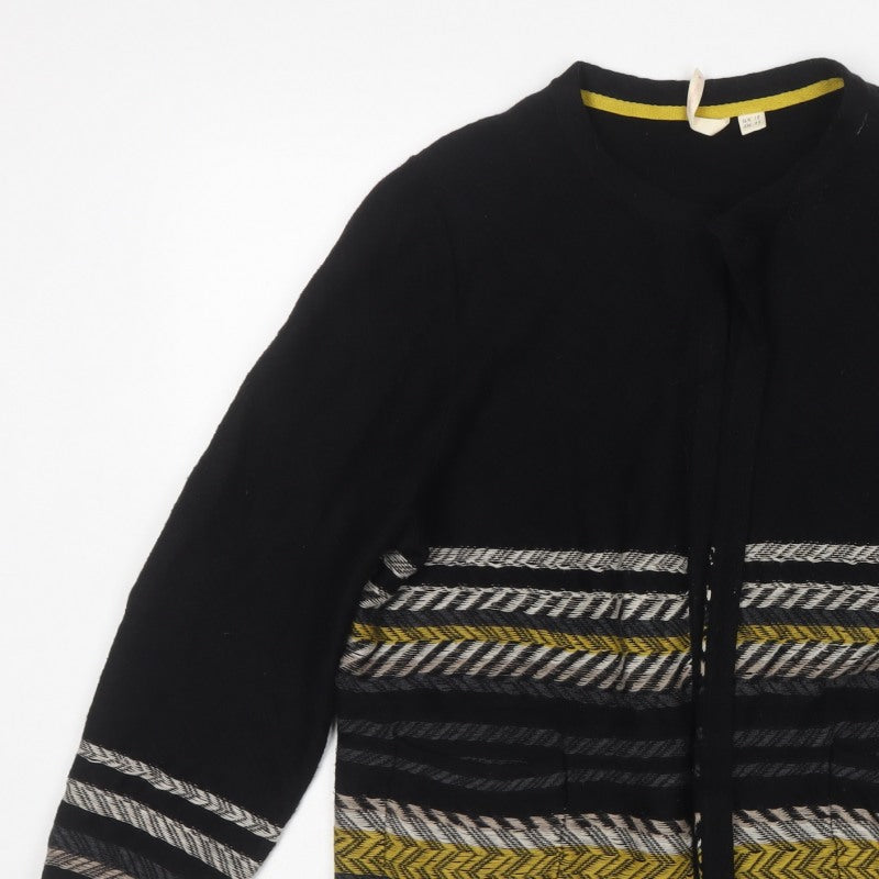White Stuff Women’s Black Striped Cotton Open Cardigan UK 18