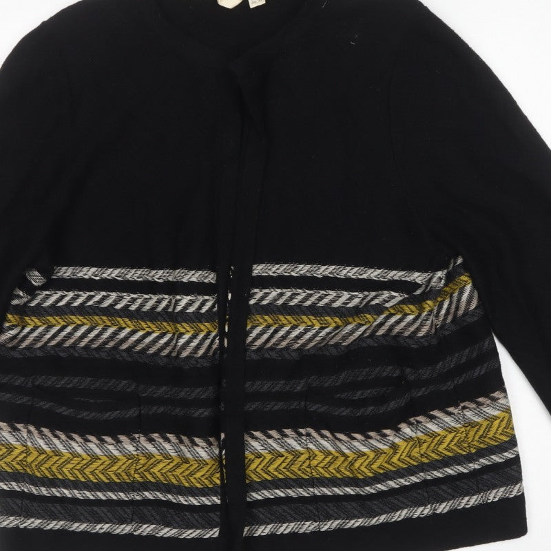 White Stuff Women’s Black Striped Cotton Open Cardigan UK 18