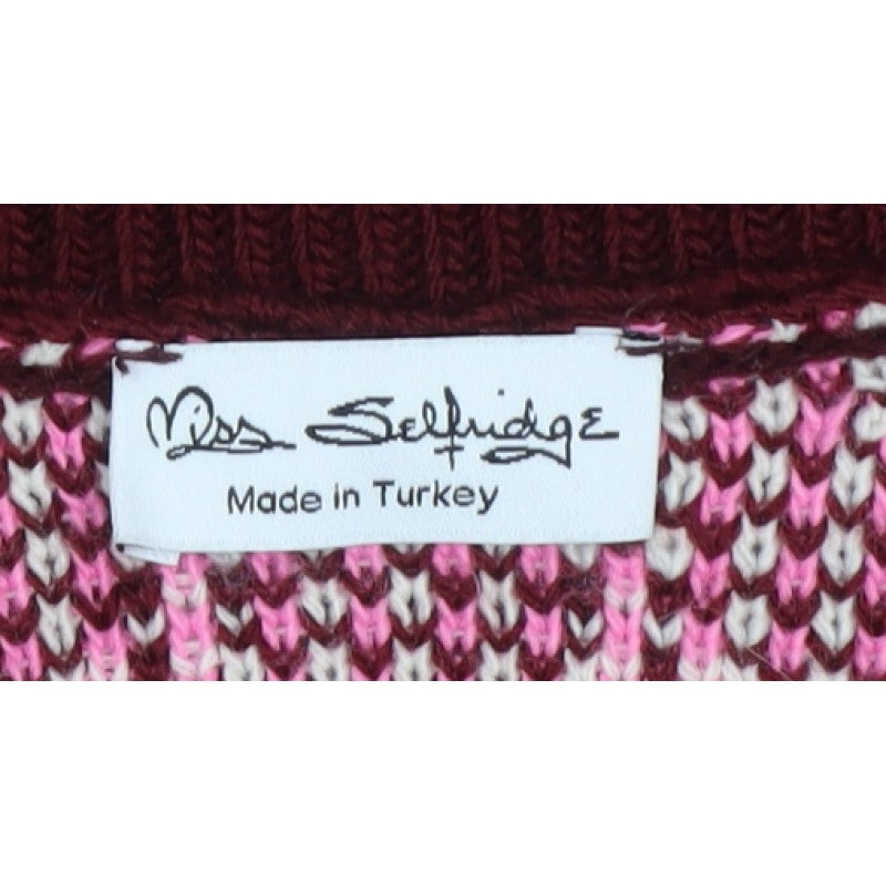 Miss Selfridge Women Multicoloured Size 12 Argyle Crew Neck Jumper