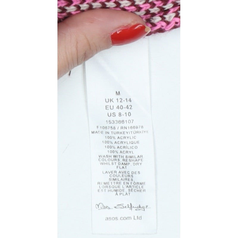 Miss Selfridge Women Multicoloured Size 12 Argyle Crew Neck Jumper