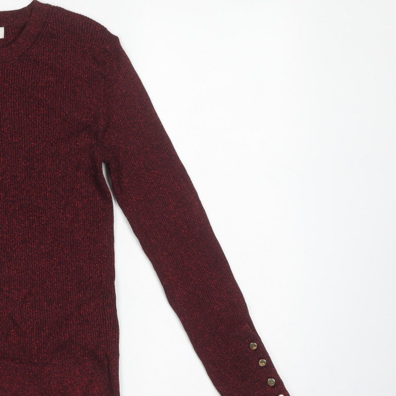 Marks and Spencer Women’s Red Glitter Rib Knit Jumper Size 8