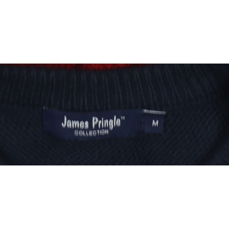 James Pringle Men’s M Red Fair Isle Crew Neck Acrylic Pullover Jumper