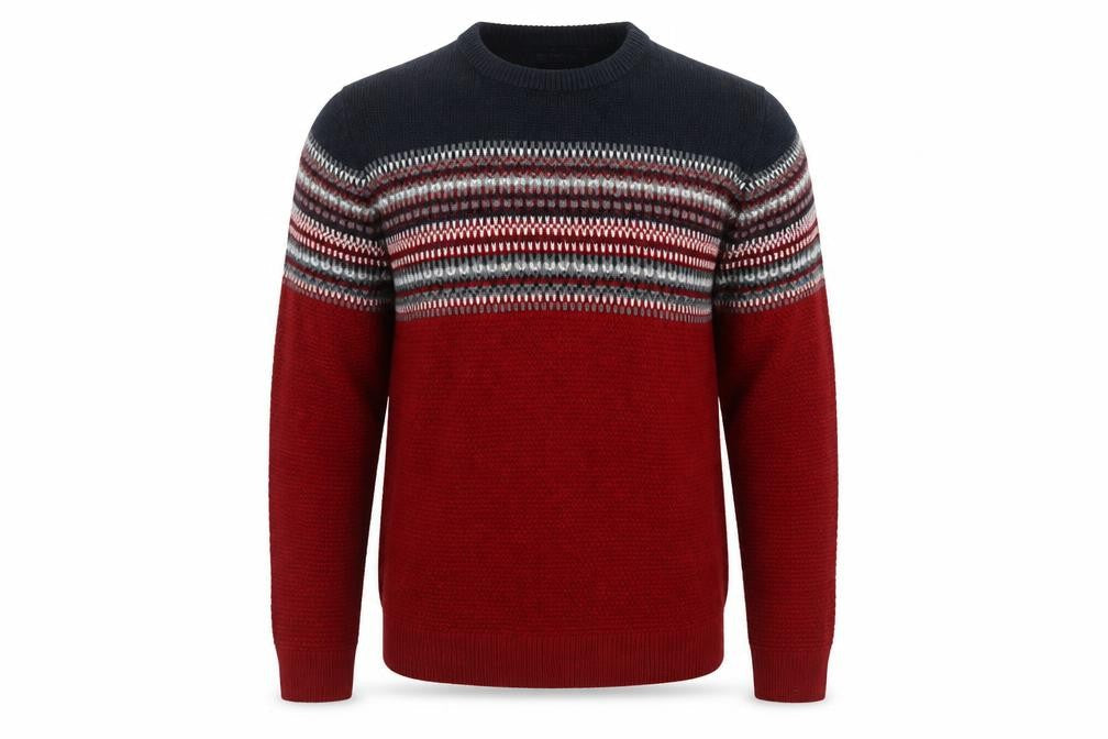 James Pringle Men’s M Red Fair Isle Crew Neck Acrylic Pullover Jumper