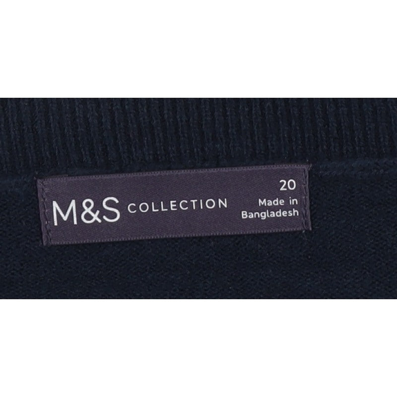 Marks and Spencer Women Grey Size 20 Geometric Knit Round Neck Jumper