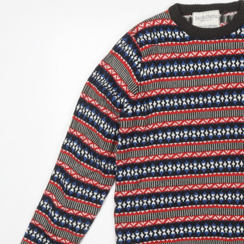 Jacob Harris Men’s Multicoloured M Fair Isle Crew Neck Pullover Jumper