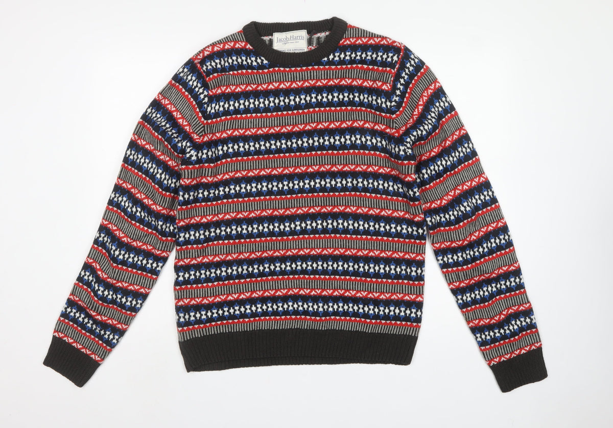 Jacob Harris Men’s Multicoloured M Fair Isle Crew Neck Pullover Jumper