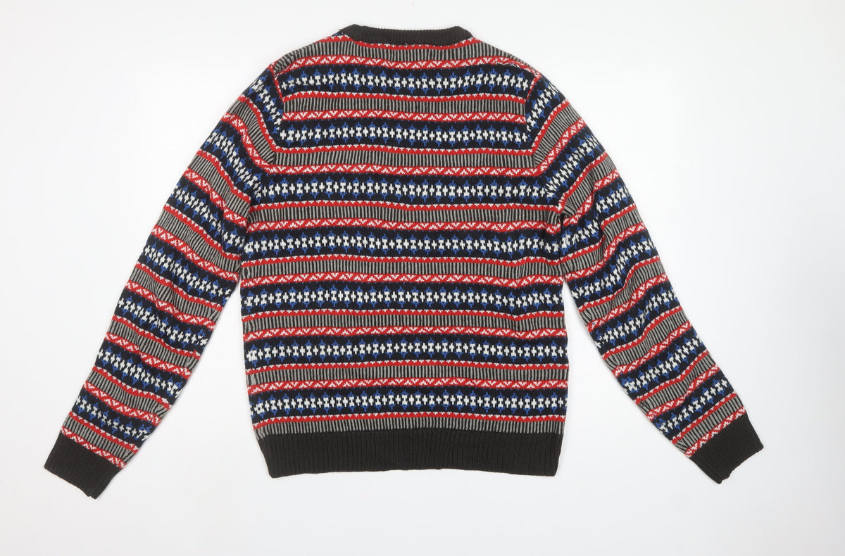 Jacob Harris Men’s Multicoloured M Fair Isle Crew Neck Pullover Jumper
