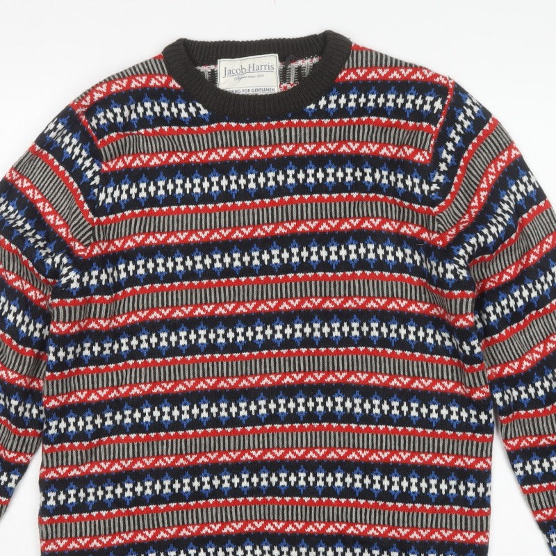 Jacob Harris Men’s Multicoloured M Fair Isle Crew Neck Pullover Jumper