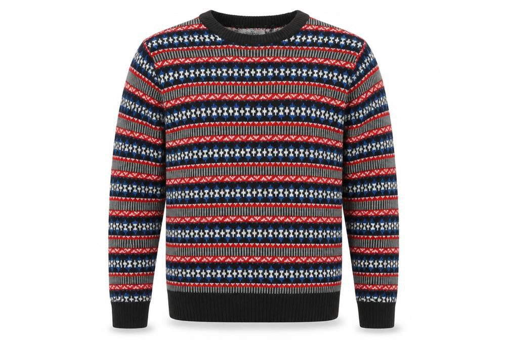 Jacob Harris Men’s Multicoloured M Fair Isle Crew Neck Pullover Jumper