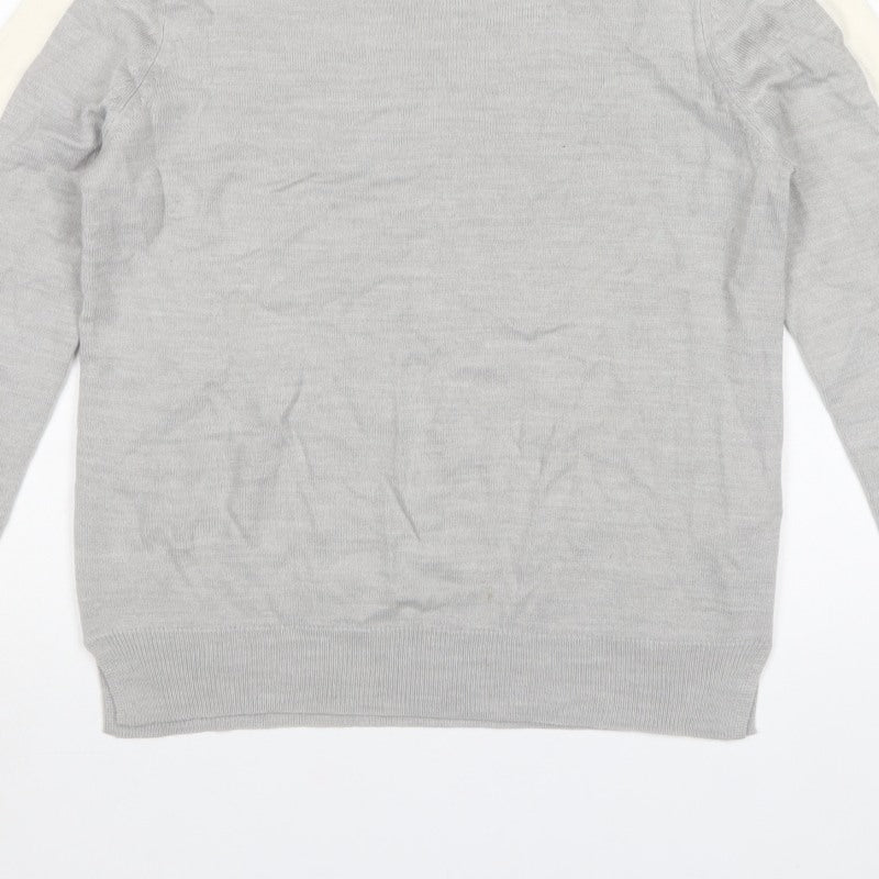 Marks and Spencer Women Grey Ivory Crew Neck Jumper Size 12