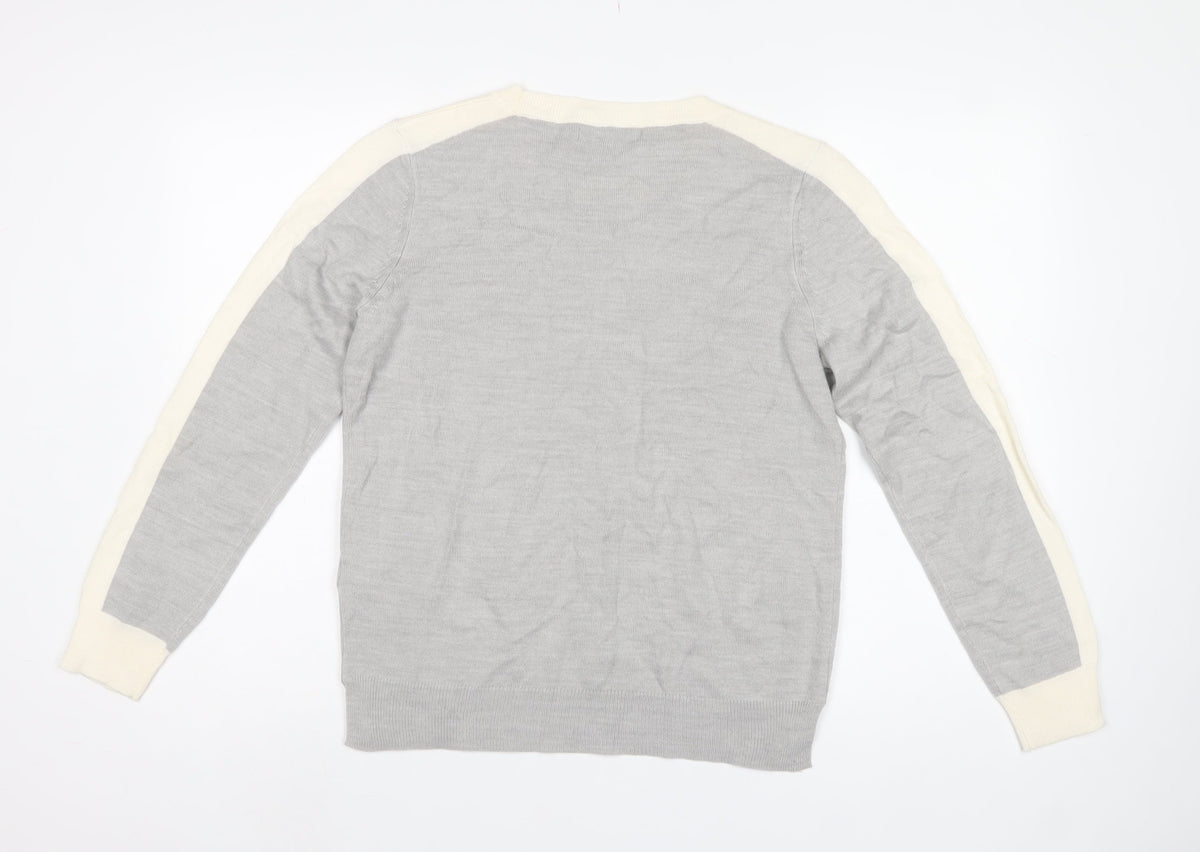 Marks and Spencer Women Grey Ivory Crew Neck Jumper Size 12