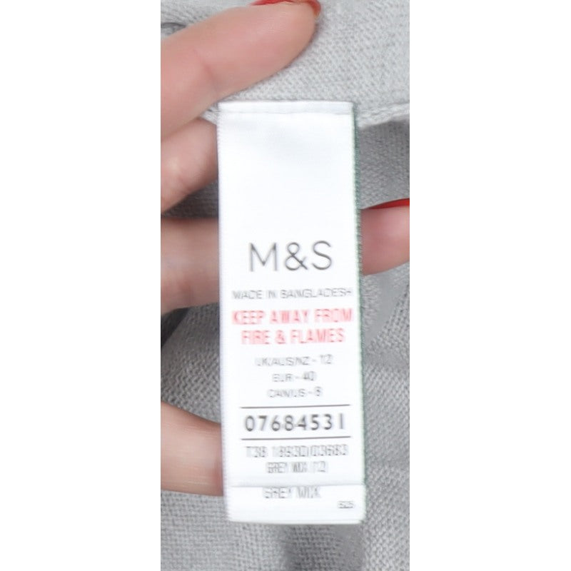 Marks and Spencer Women Grey Ivory Crew Neck Jumper Size 12