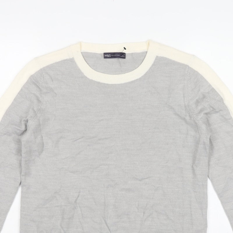 Marks and Spencer Women Grey Ivory Crew Neck Jumper Size 12