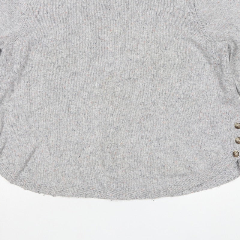 White Stuff Women Grey Roll Neck Button Side Knit Jumper UK 16
