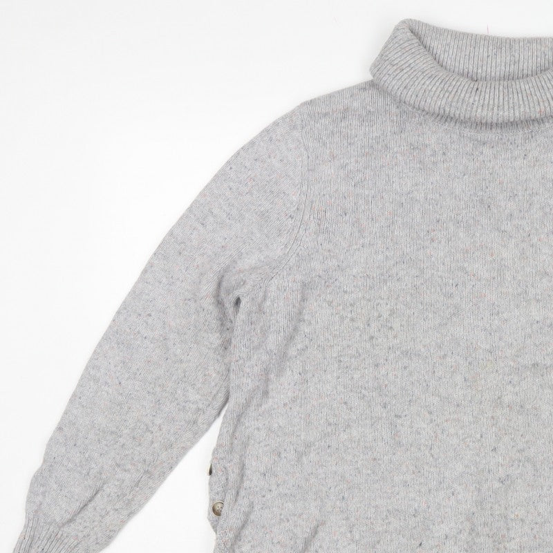 White Stuff Women Grey Roll Neck Button Side Knit Jumper UK 16