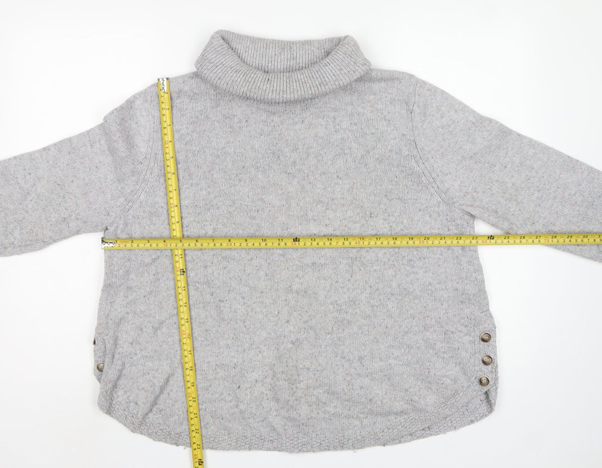 White Stuff Women Grey Roll Neck Button Side Knit Jumper UK 16