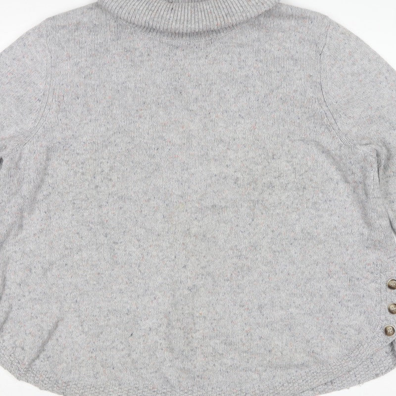 White Stuff Women Grey Roll Neck Button Side Knit Jumper UK 16