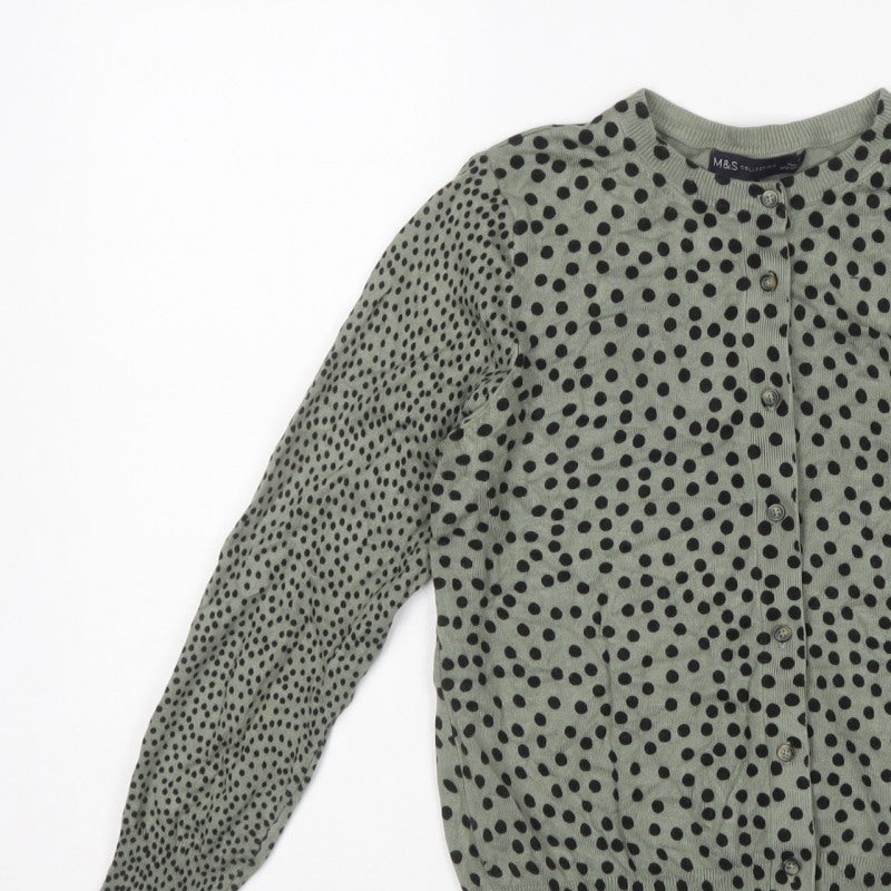 Marks and Spencer Women’s Green Polka Dot Knit Cardigan Size 10