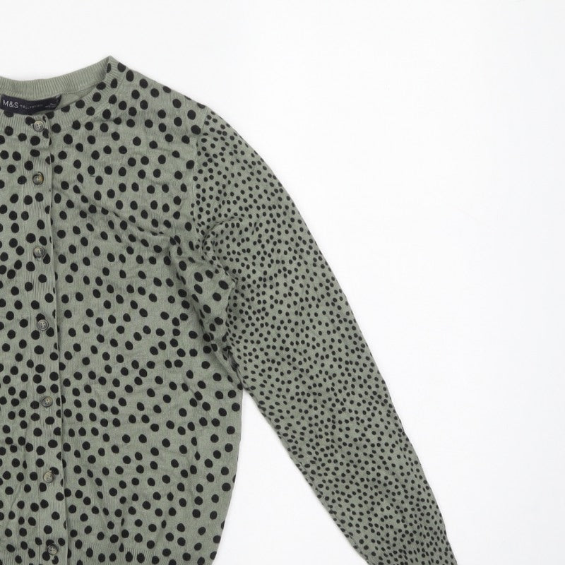 Marks and Spencer Women’s Green Polka Dot Knit Cardigan Size 10
