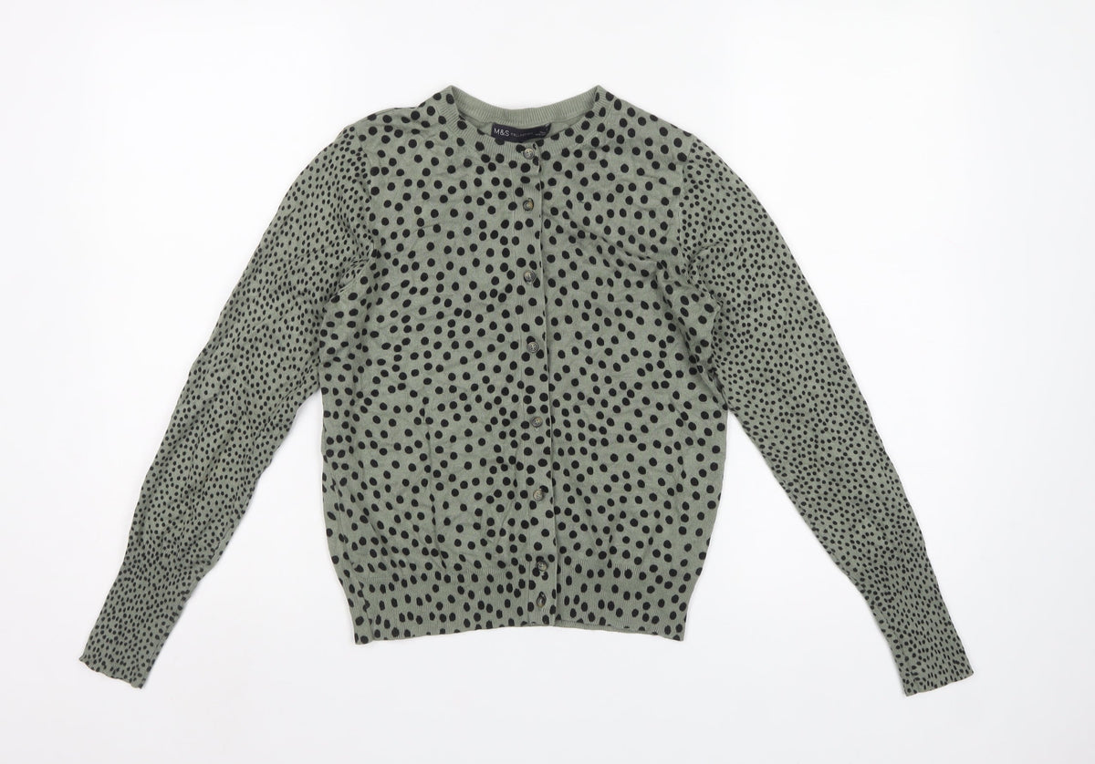 Marks and Spencer Women’s Green Polka Dot Knit Cardigan Size 10