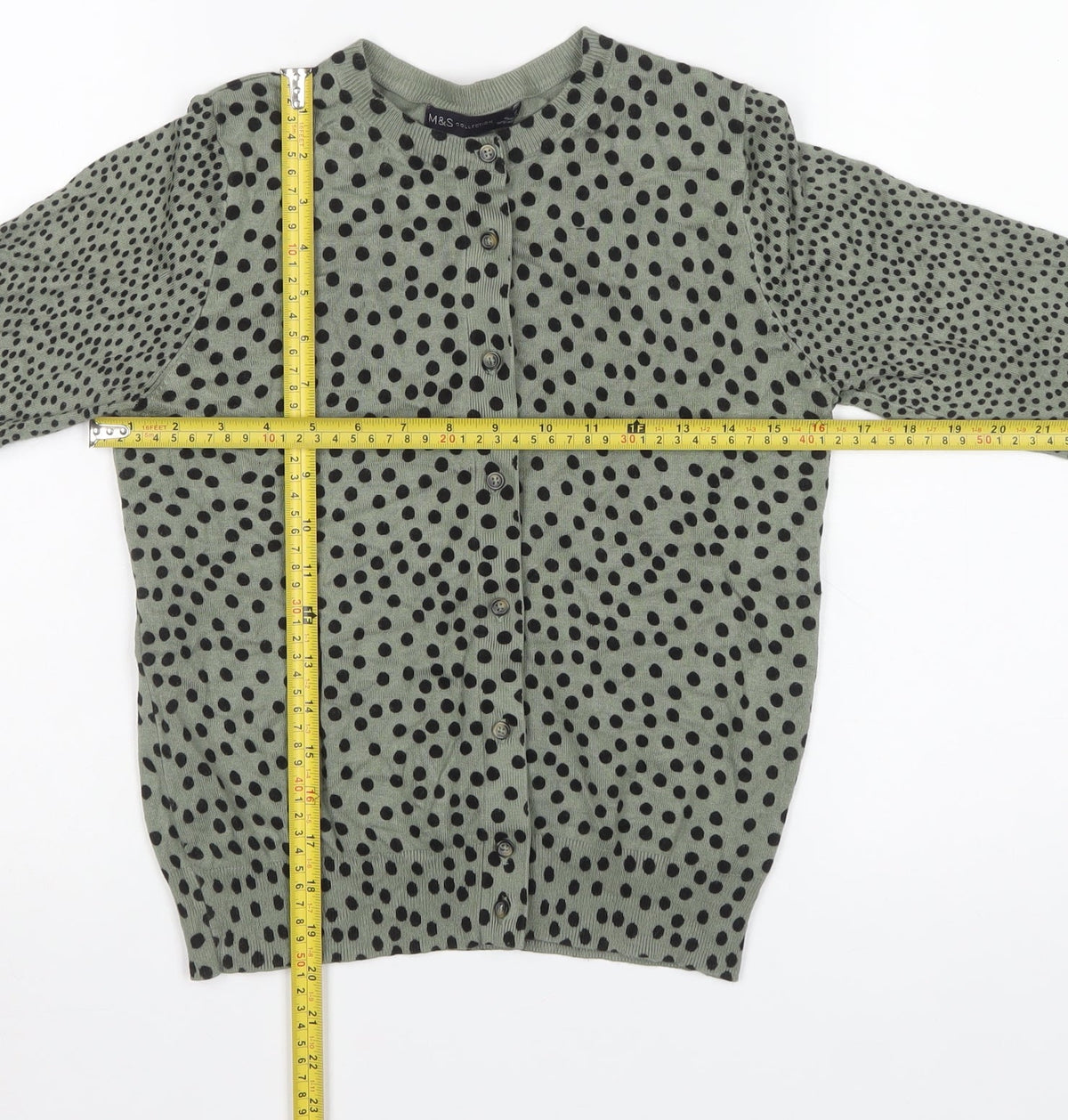 Marks and Spencer Women’s Green Polka Dot Knit Cardigan Size 10