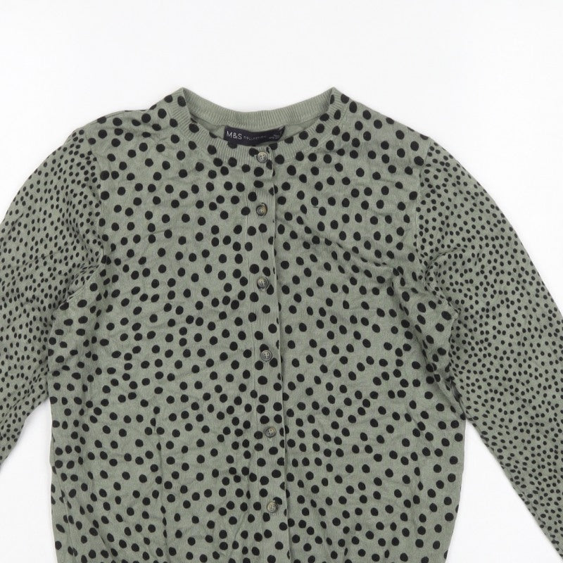 Marks and Spencer Women’s Green Polka Dot Knit Cardigan Size 10