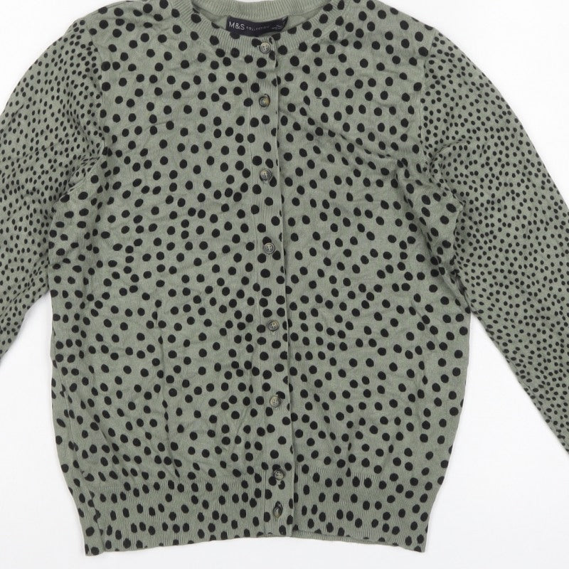 Marks and Spencer Women’s Green Polka Dot Knit Cardigan Size 10
