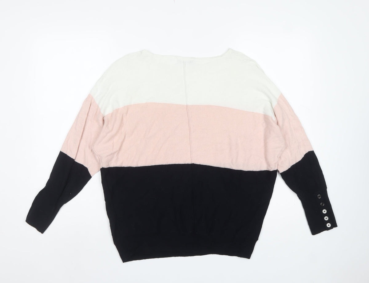 Mint Velvet Women Multicoloured S Colour Block Cashmere Blend Jumper