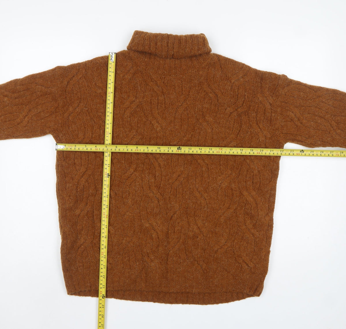 Marks and Spencer Women Brown M Cable Knit Roll Neck Jumper