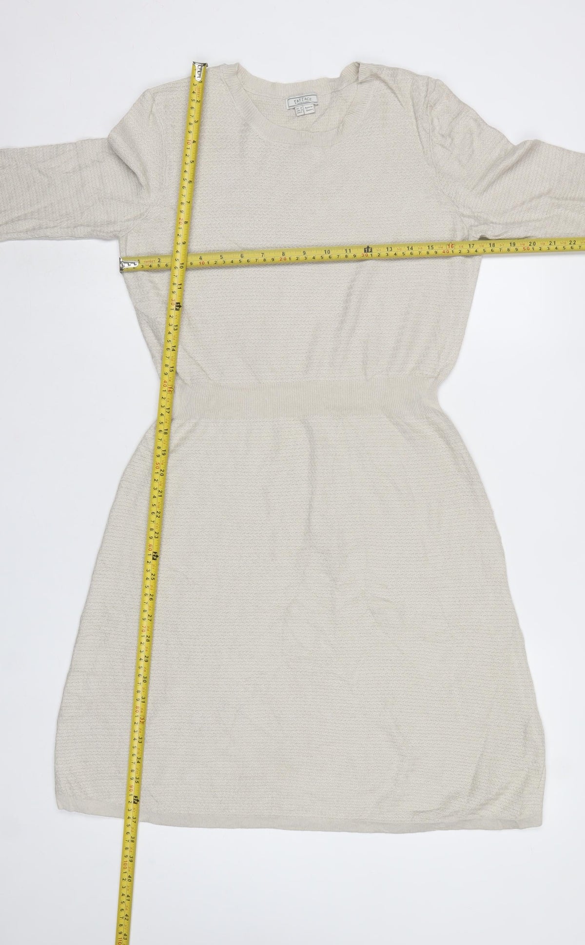 Fat Face Women Ivory UK 10 Knit Jumper Dress Long Sleeve