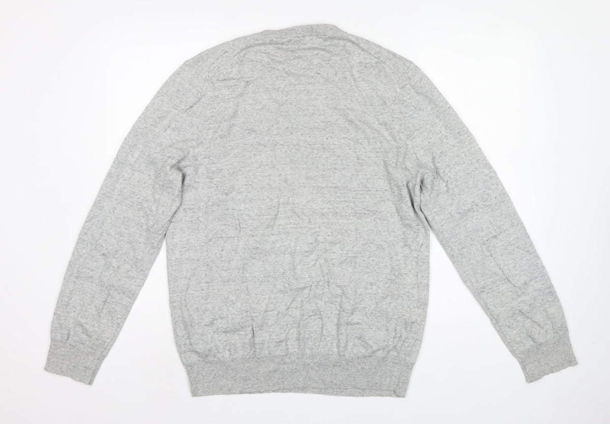 Marks and Spencer Men's Grey Cotton Crew Neck Pullover Jumper L