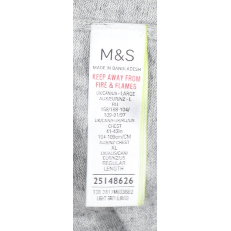 Marks and Spencer Men's Grey Cotton Crew Neck Pullover Jumper L