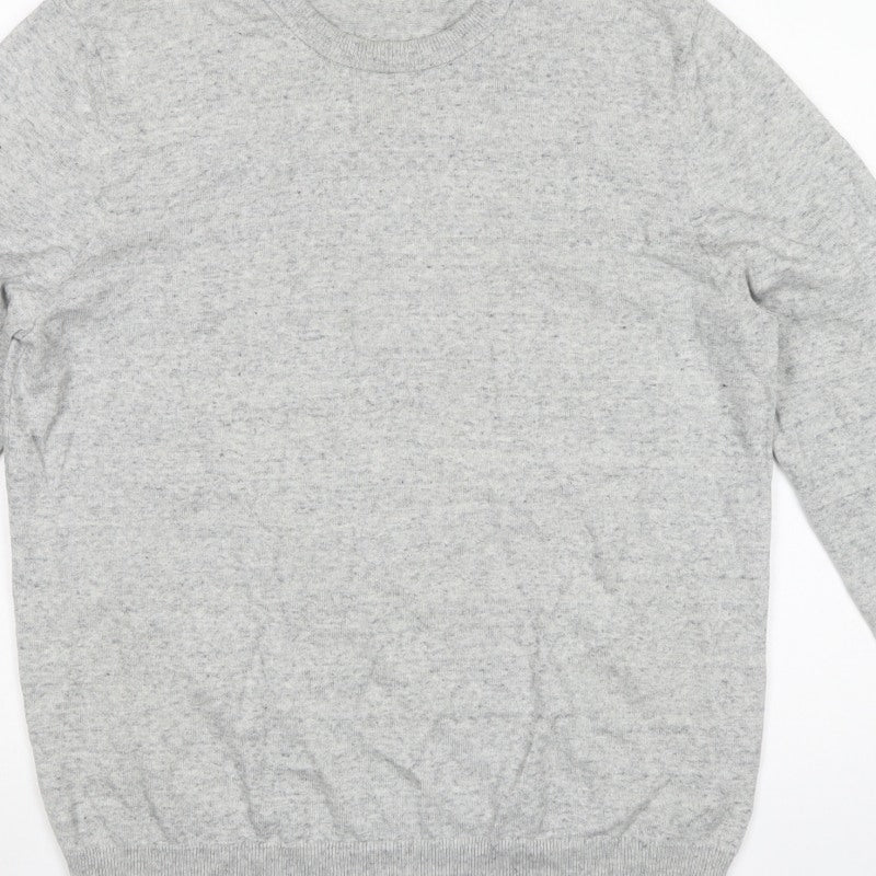 Marks and Spencer Men's Grey Cotton Crew Neck Pullover Jumper L
