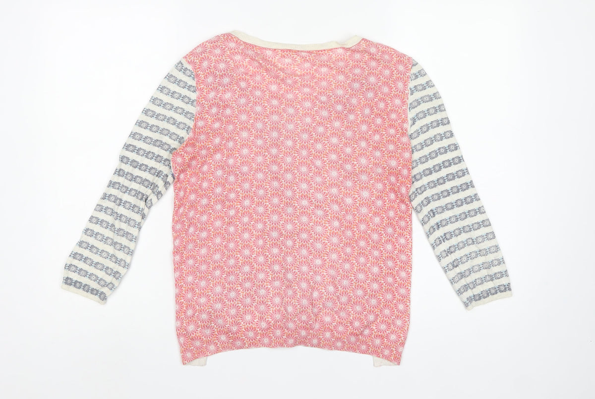 White Stuff Women’s Multicoloured Size 10 Elephant Print Cotton Cardigan