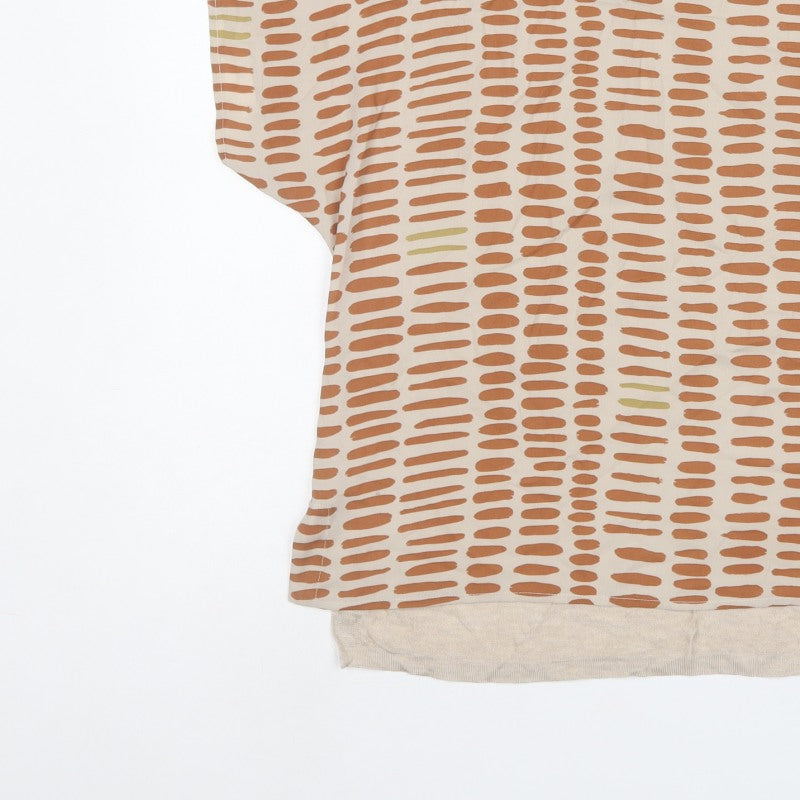 Next Women Beige Brown Geometric Short Sleeve Lightweight Top Size S
