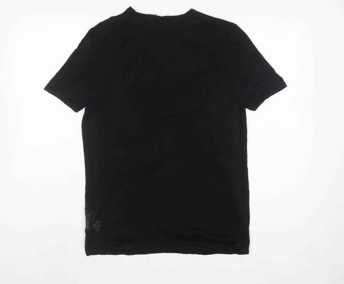Zara Man Men's Black M Short Sleeve Crew Neck Knit Pullover Jumper