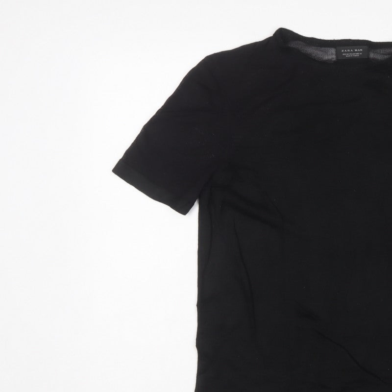 Zara Man Men’s Black Size M Short Sleeve Crew Neck Knit Pullover Jumper