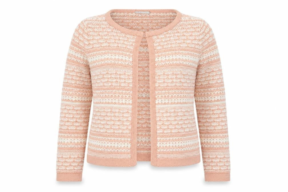 Marks & Spencer Women Pink UK 14 Open Knit Striped Cardigan