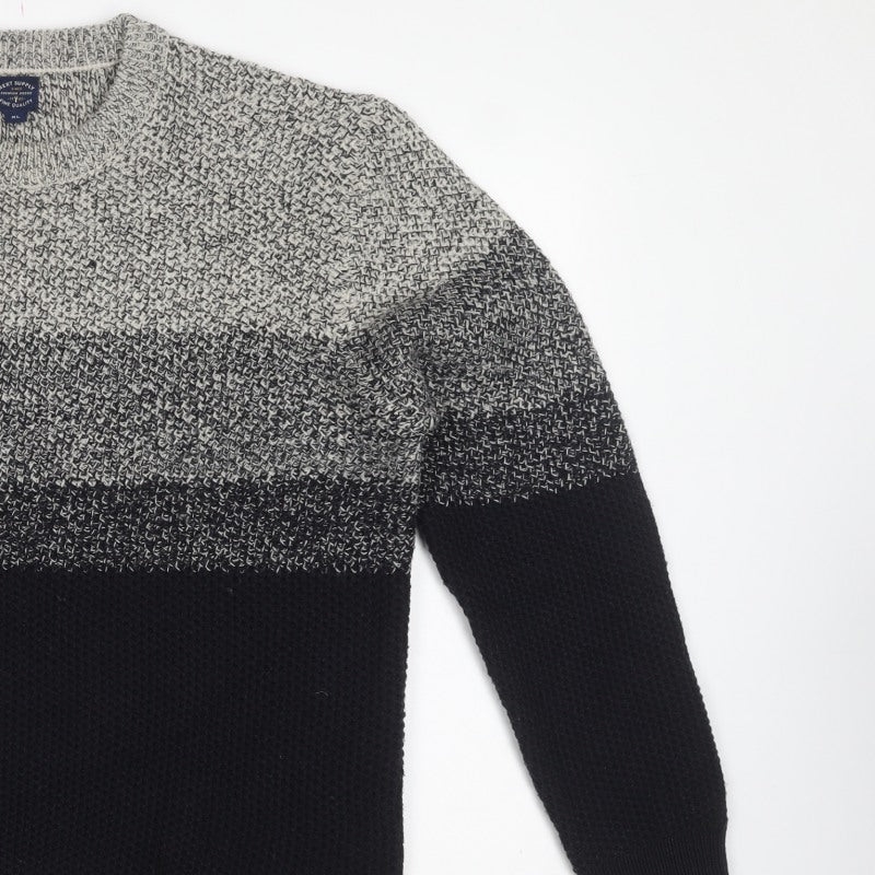 Next Supply Men’s Grey Black XL Chunky Knit Crew Neck Pullover Jumper