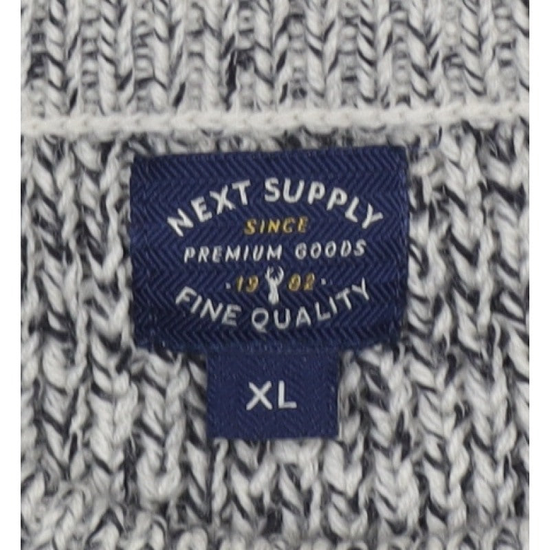 Next Supply Men’s Grey Black XL Chunky Knit Crew Neck Pullover Jumper