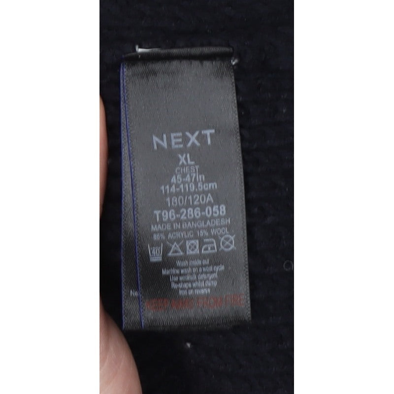 Next Supply Men’s Grey Black XL Chunky Knit Crew Neck Pullover Jumper