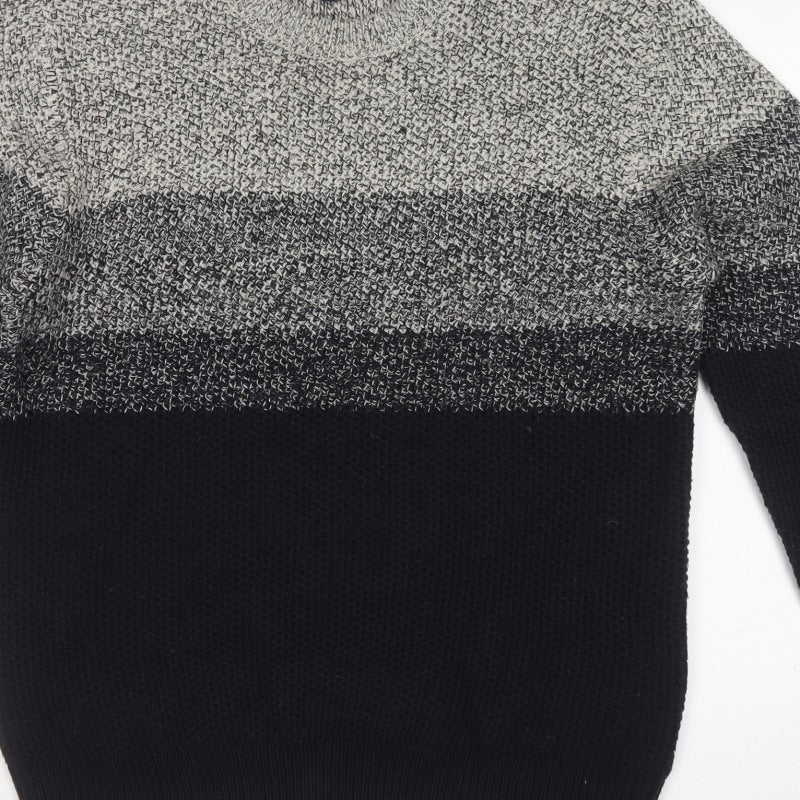 Next Supply Men’s Grey Black XL Chunky Knit Crew Neck Pullover Jumper