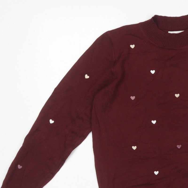 Stella Morgan Women’s Red Heart Embroidered Mock Neck Jumper UK 10