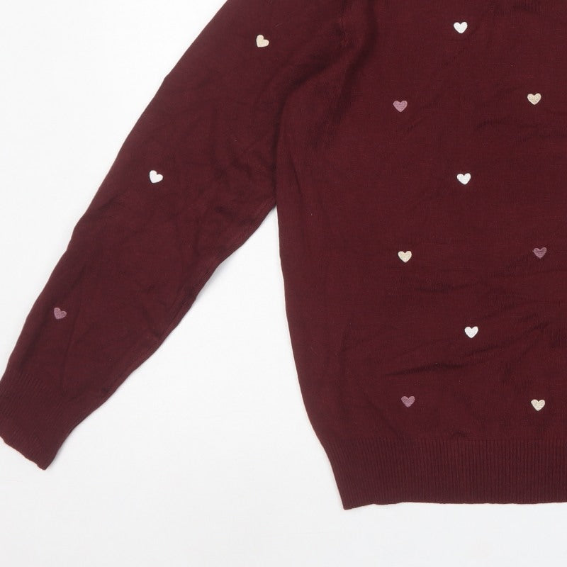Stella Morgan Women’s Red Heart Embroidered Mock Neck Jumper UK 10