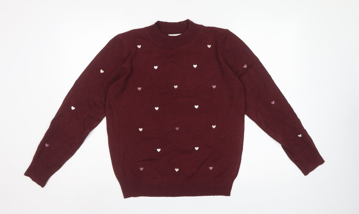 Stella Morgan Women’s Red Heart Embroidered Mock Neck Jumper UK 10